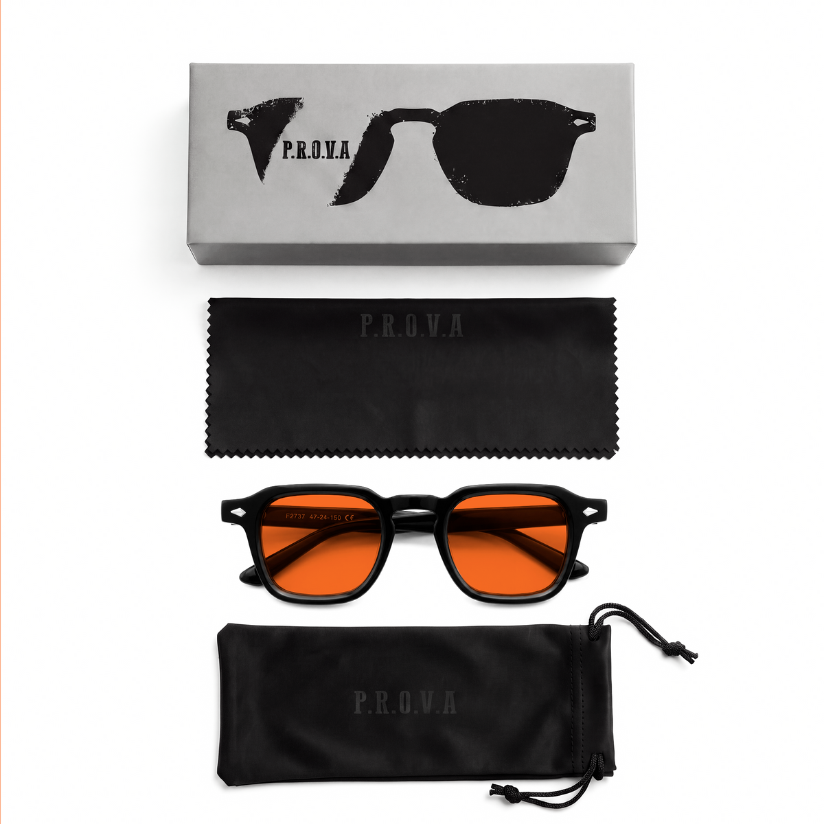 Lentes PROVA en Negro con cristales naranja