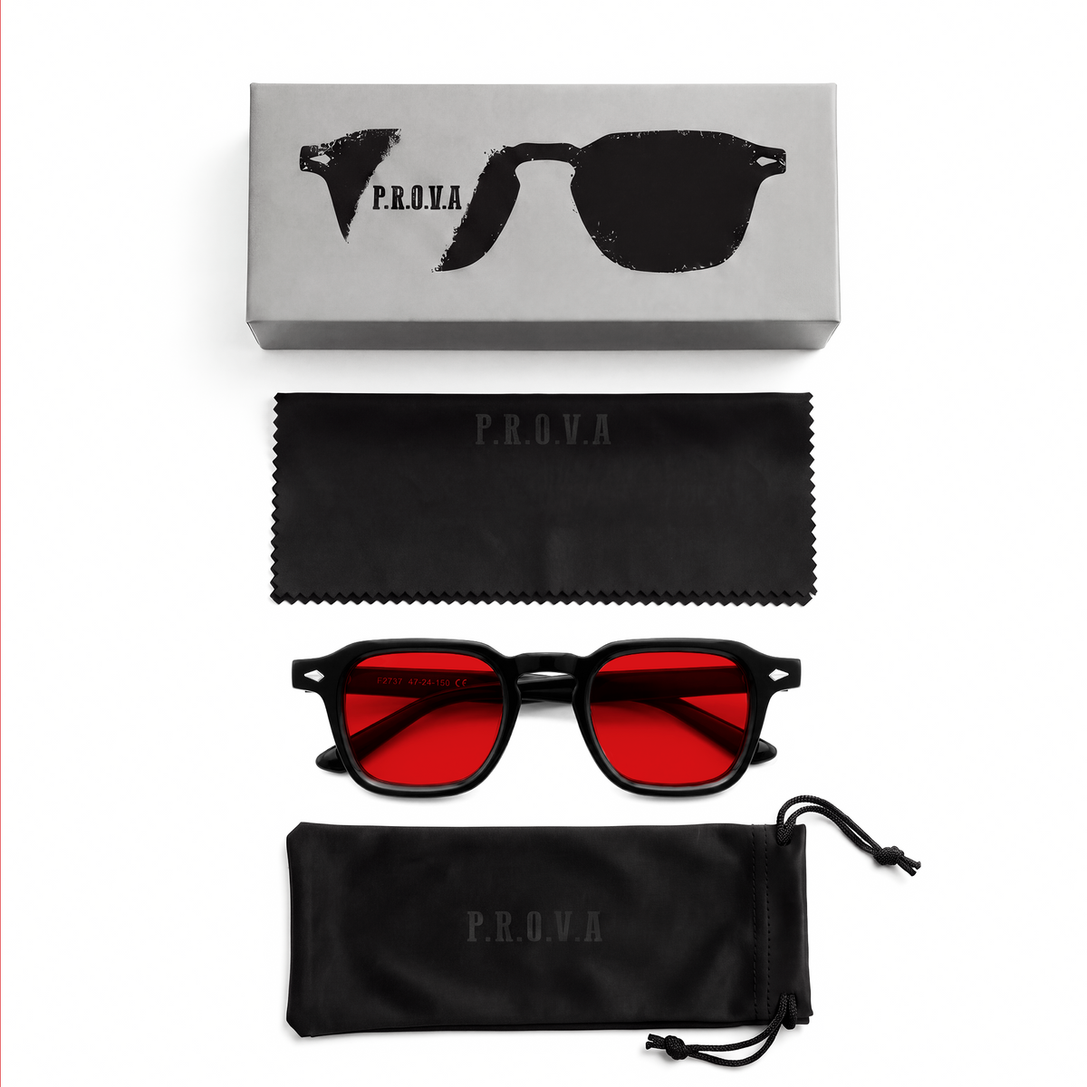 Lentes PROVA en Negro con cristales rojos