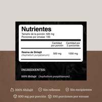 Resina de shilajit del Himalaya PROVA Etiqueta